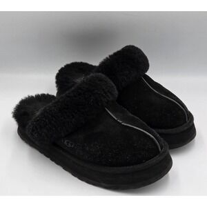 UGG  Women's Black Disquette Slip-on Fur Trim Lining Slipper Size US 8